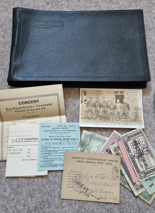 SOLD! Rare WW1 US Army Soldier's Photo Album Plus Ephemera - 125 Photos