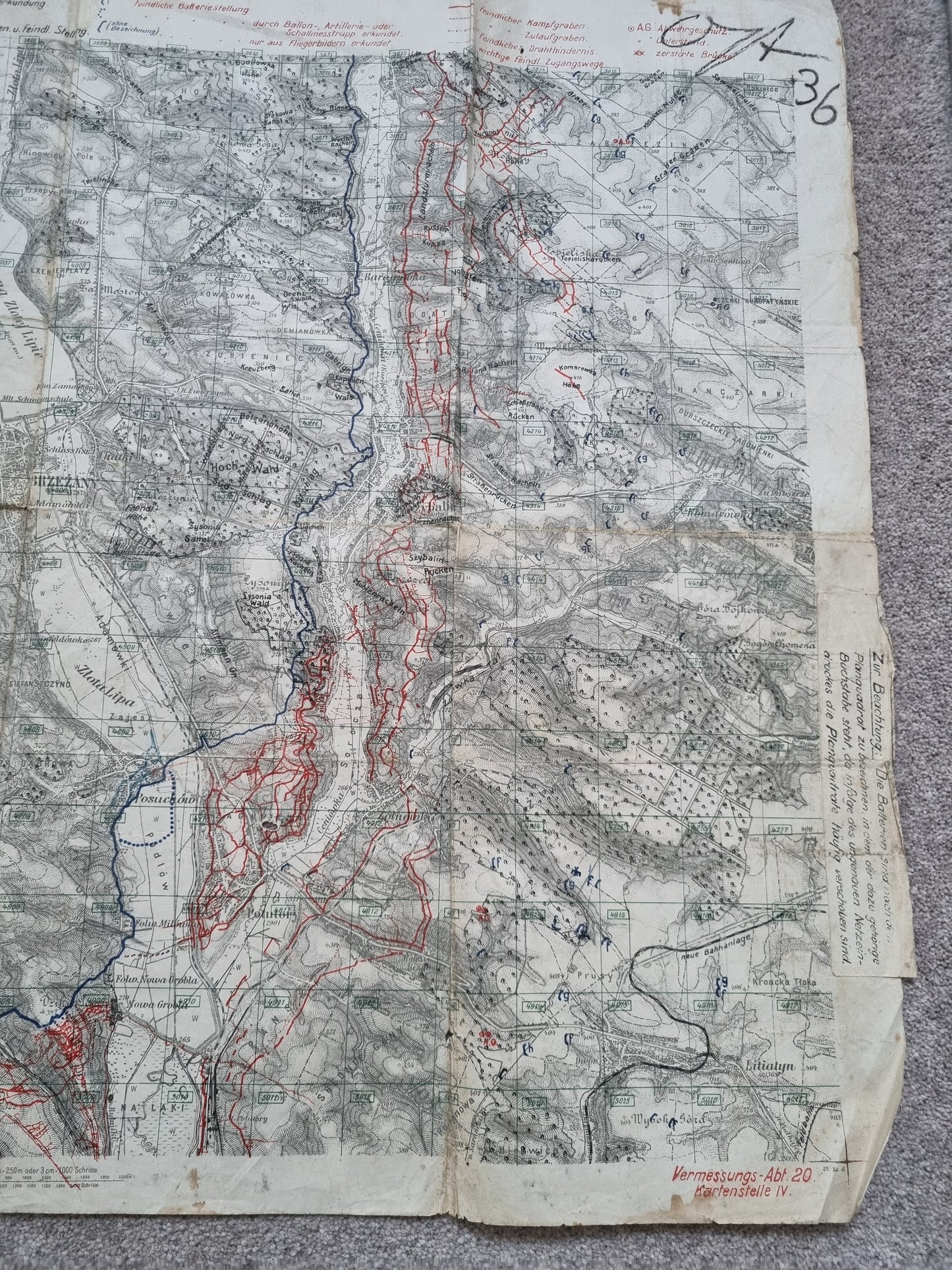 WW1 German Army Trench Map BRZEZANY area Ukraine 8th Feb 1917