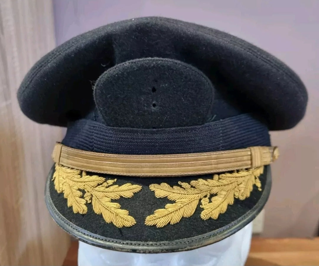 WW2 US Navy Commanders Officer Black Woollen Visor Cap -Luxenberg