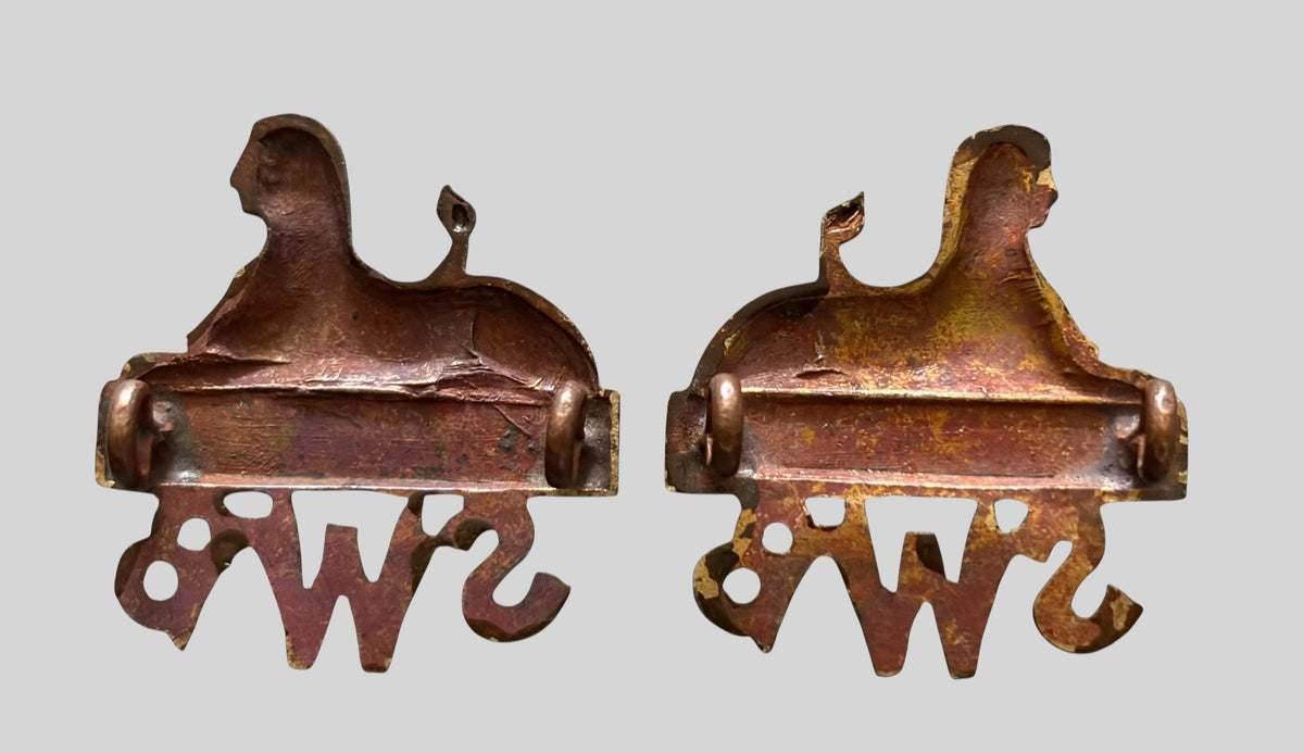 South Wales Borderers Regiment Officer's Bronzed Collar Badge Pair