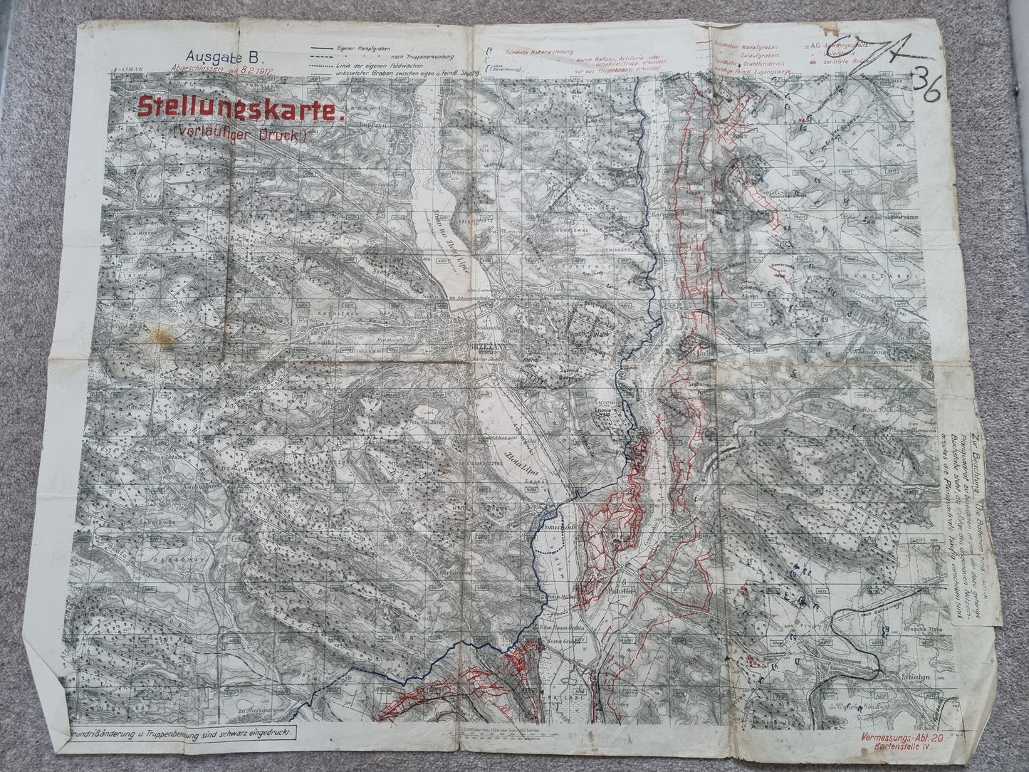 WW1 German Army Trench Map BRZEZANY area Ukraine 8th Feb 1917