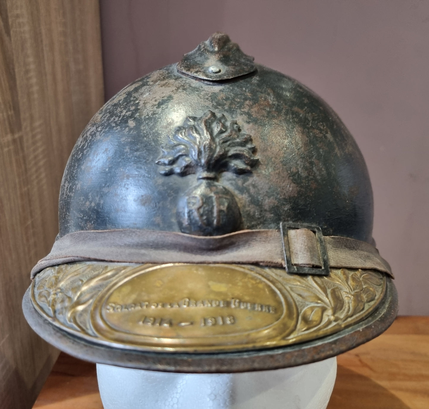 SOLD! WW1 French Infantry M15 ‘Adrian’ Helmet with Veterans Plate