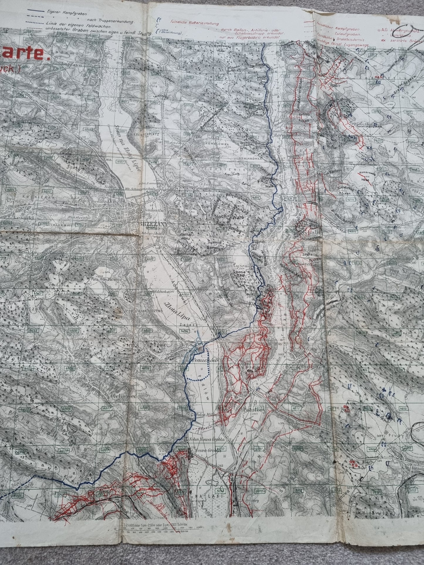 WW1 German Army Trench Map BRZEZANY area Ukraine 8th Feb 1917