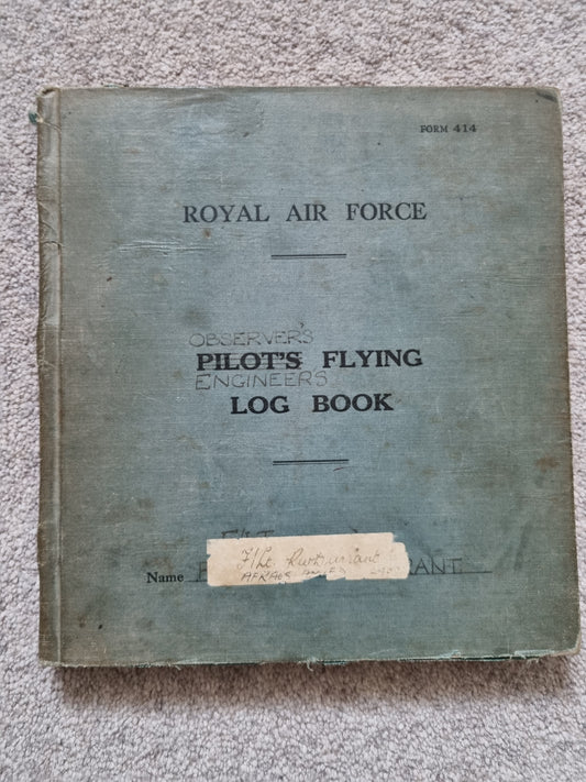 SOLD! WW2 RAF Flying Log Book to RW Durrant Observer Engineer Bombers, Tobruk Interest