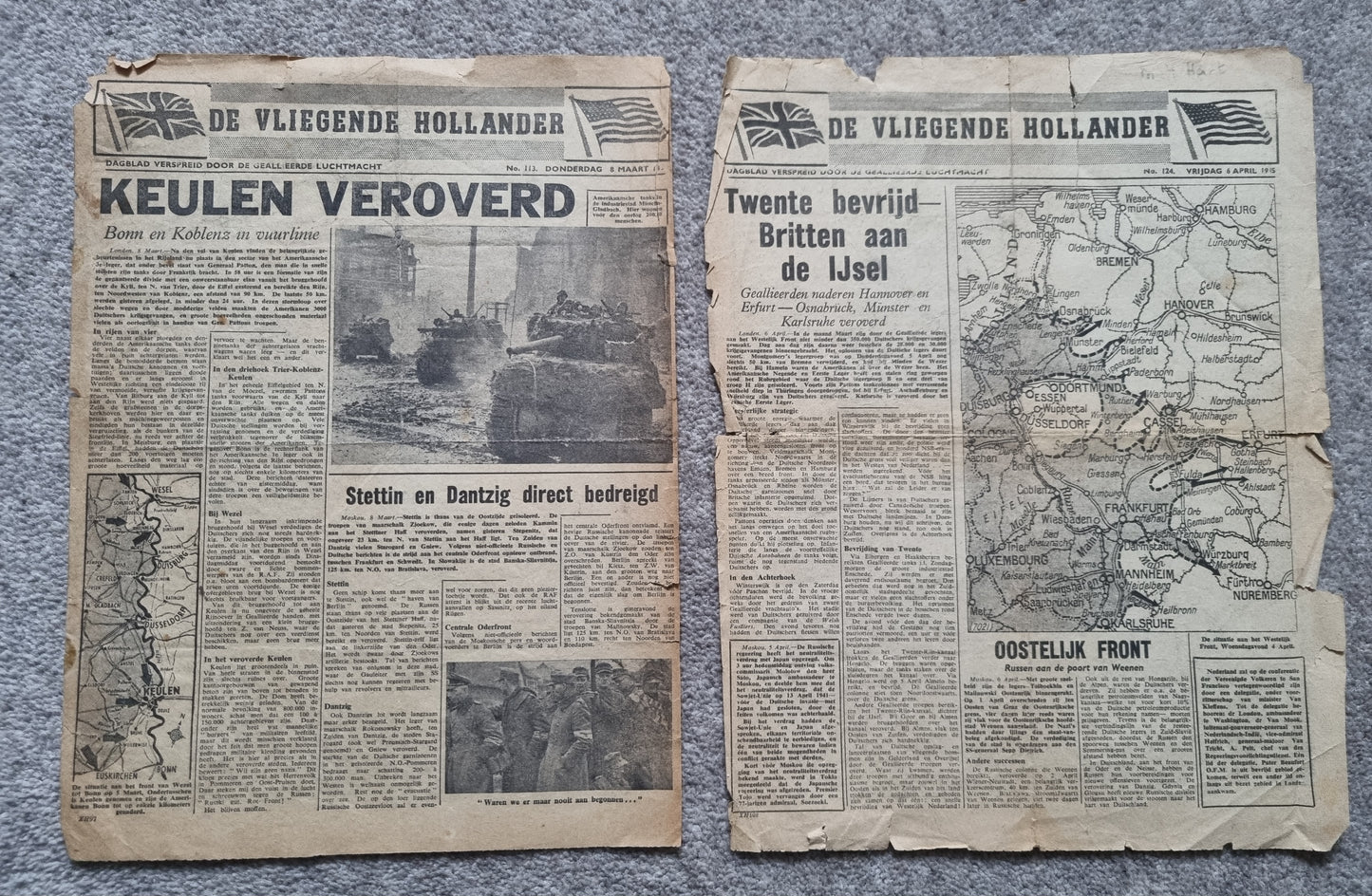 Rare WW2 Dutch Resistance Set - Plaque, Flag, Air Drop Leaflets & Newspapers