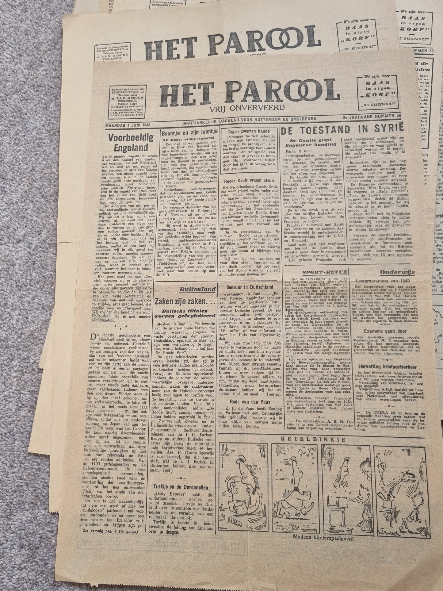 70 Editions of WW2 Dutch Resistance Newspaper ‘HET PAROOL’ May-Aug 1945
