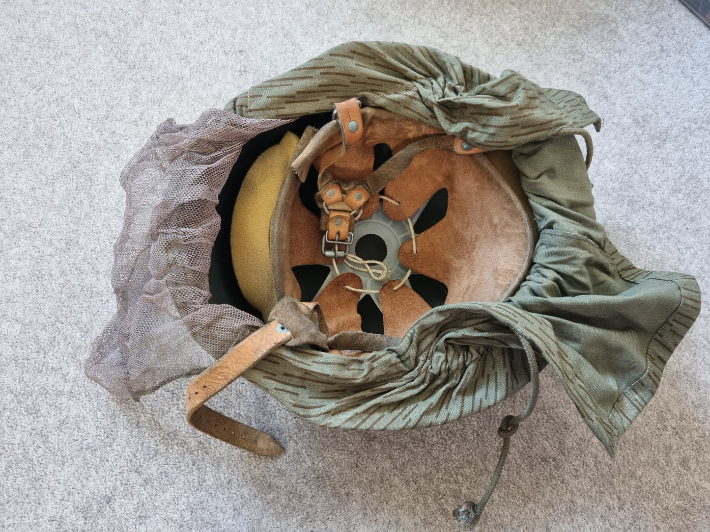 SOLD! East German NVA M56 Helmet with Camo Cover & Net