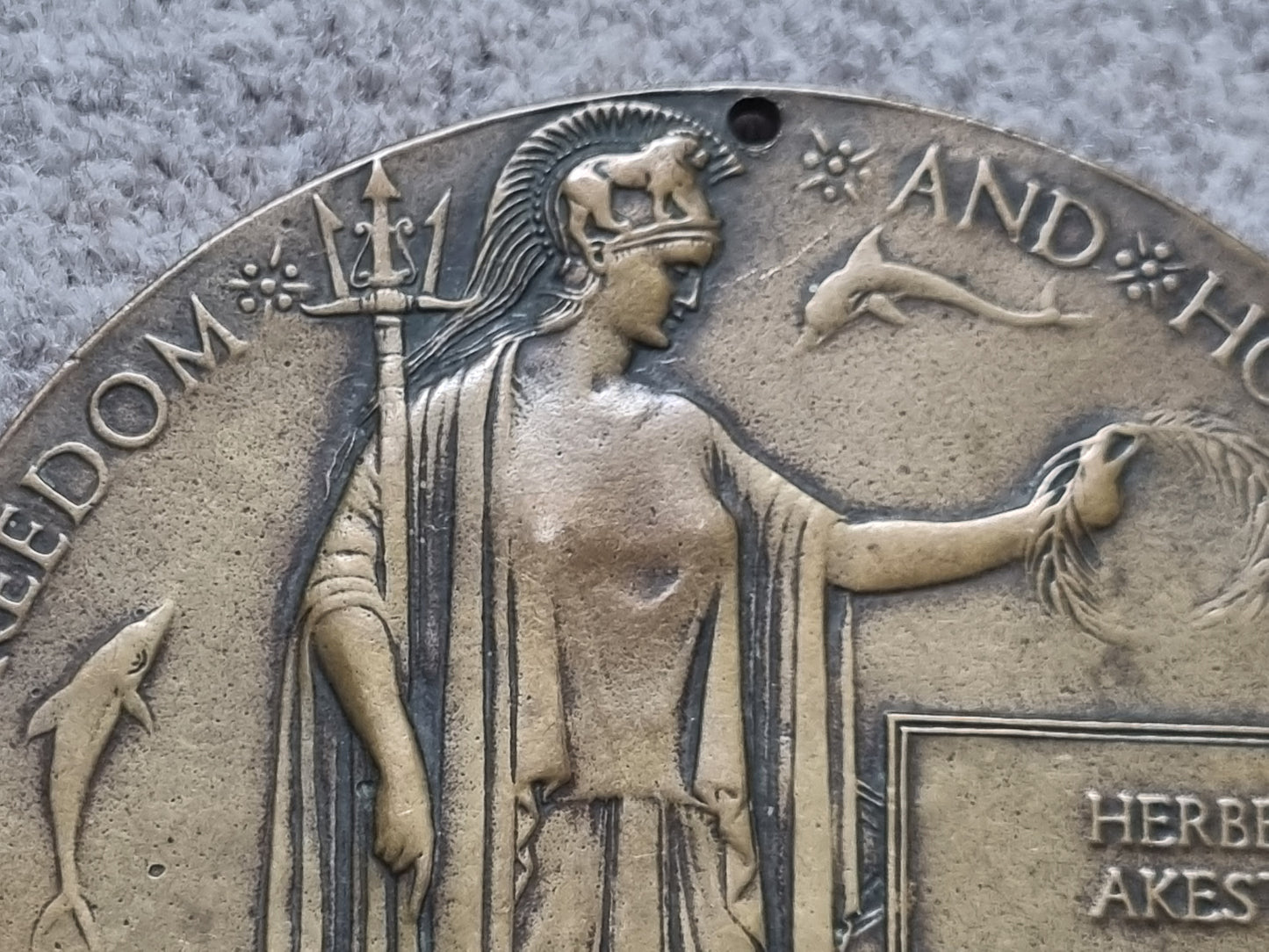 SOLD! WW1 British Army Death Plaque to Herbert Akester, 3rd Battalion Coldstream Guards, KIA Somme