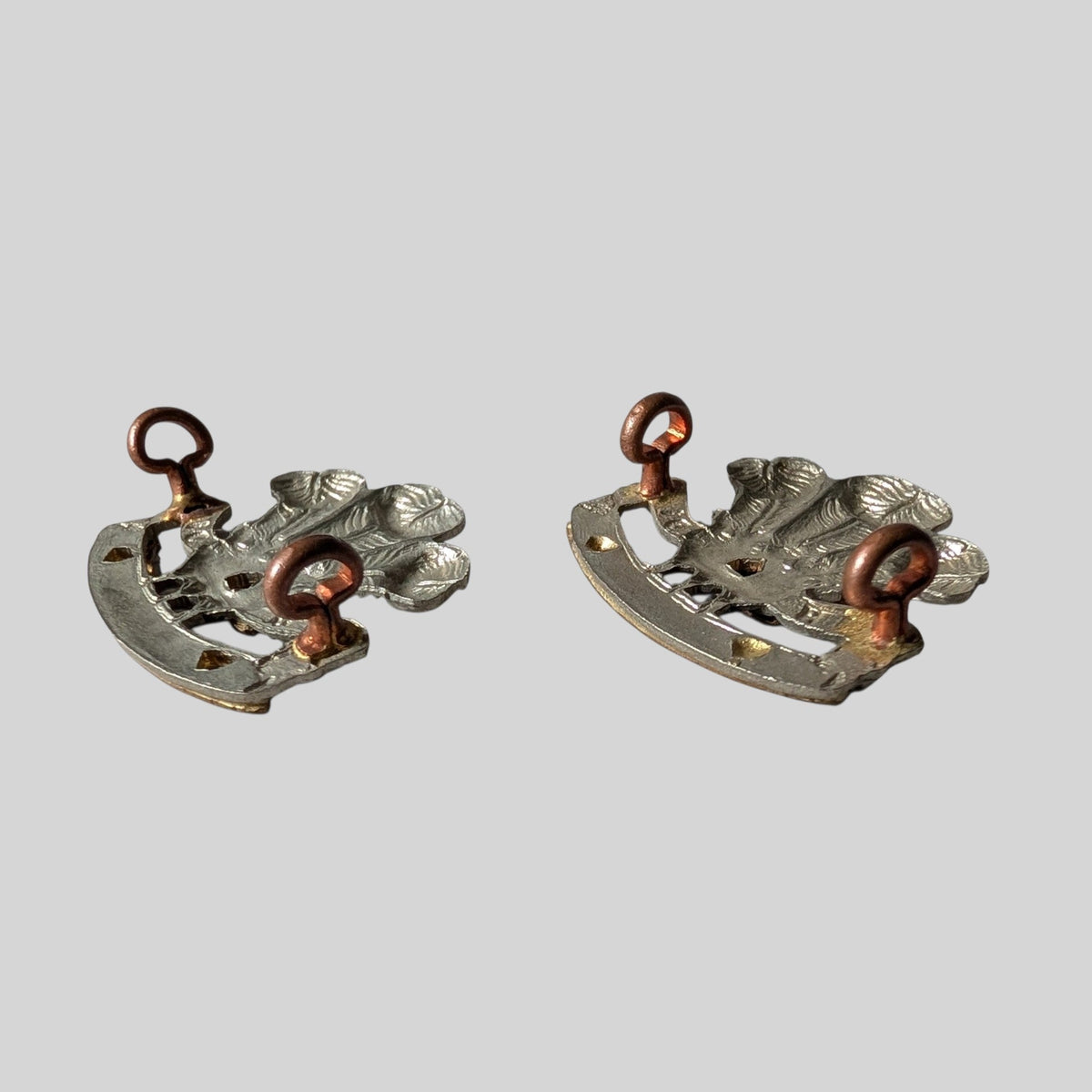 SOLD! Pembrokeshire Yeomanry Bimetal Collar Badge Pair