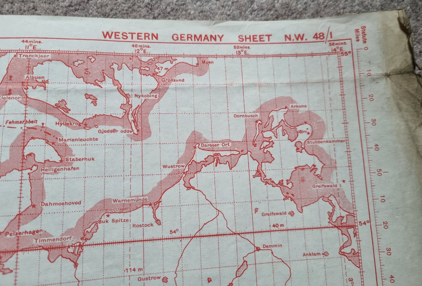 WW2 RAF June 1944 Plotting Map of Western Germany with Operational Markings over Berlin