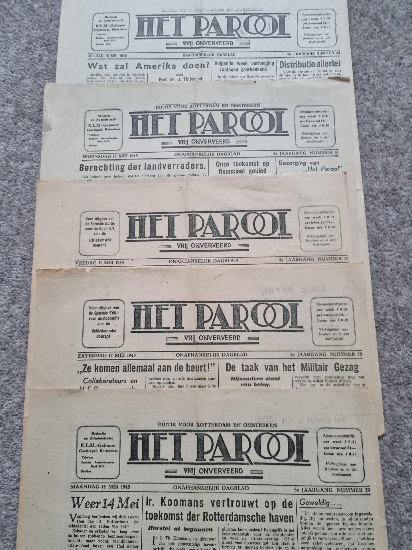 Rare WW2 Dutch Resistance Set - Plaque, Flag, Air Drop Leaflets & Newspapers