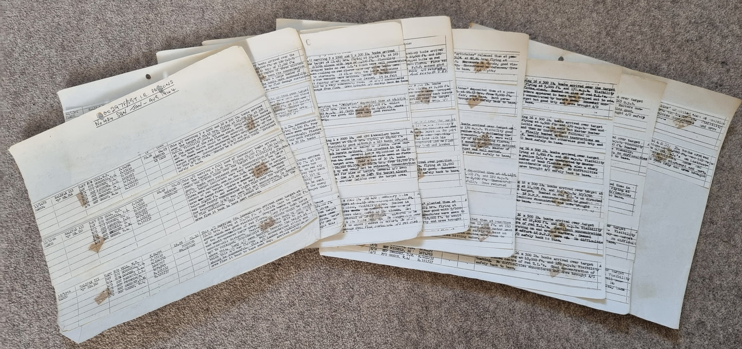 WW2 RAF Flying Log Book to Air Gunner I. E. Parsons with 37 Bombing Operations including DDAY with Combat Reports