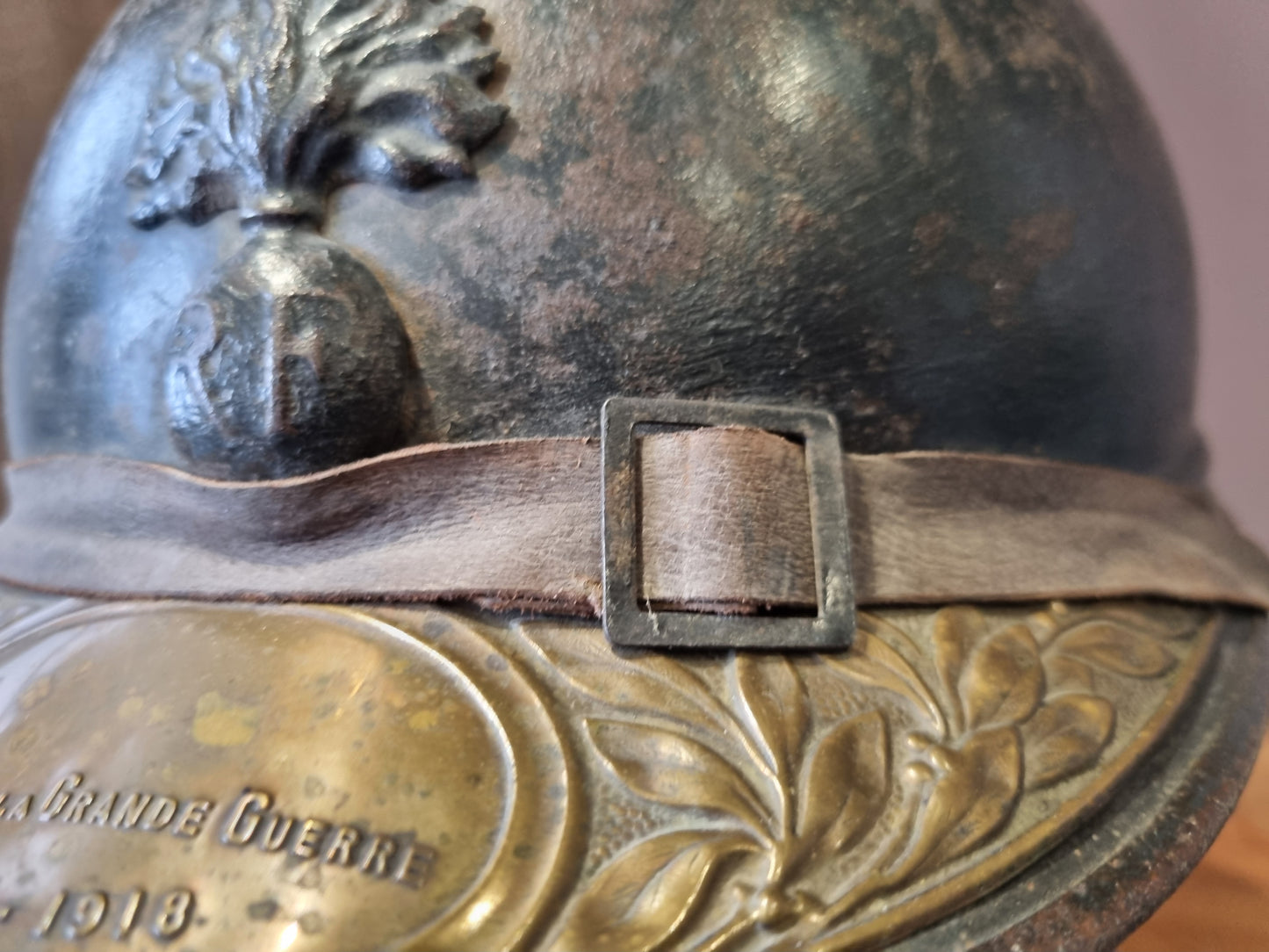 SOLD! WW1 French Infantry M15 ‘Adrian’ Helmet with Veterans Plate
