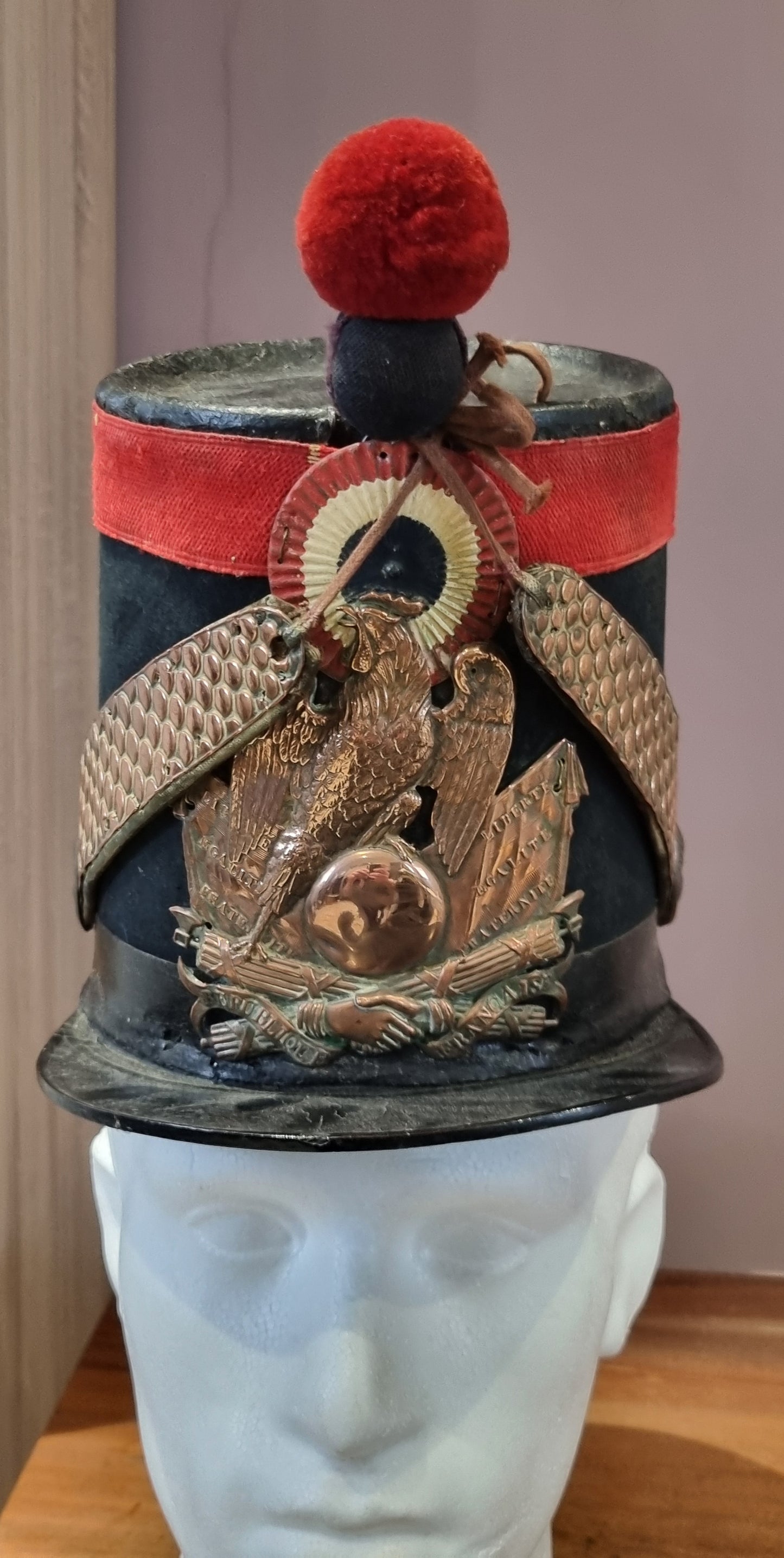 Rare French Army Model 1848 Garde National Shako Helmet Crimean War Era
