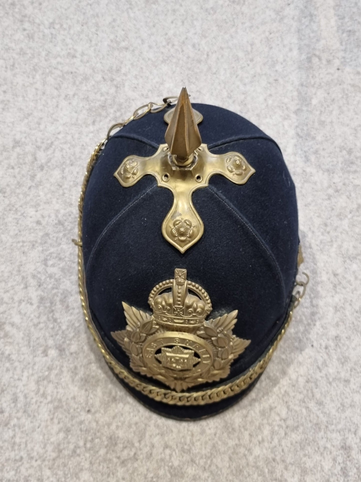 Pre WW1 (Edwardian) East Surrey Regiment Enlisted Man's Home Service Helmet, Dated 1907