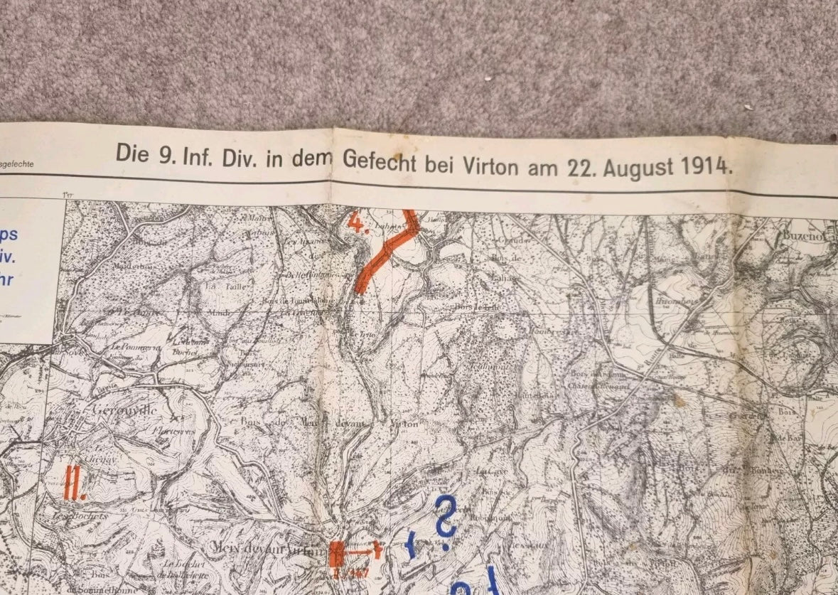 Fascinating WW2 German Blitzkrieg Planning Map, of WW1 Ardennes Positions, Produced January 1939