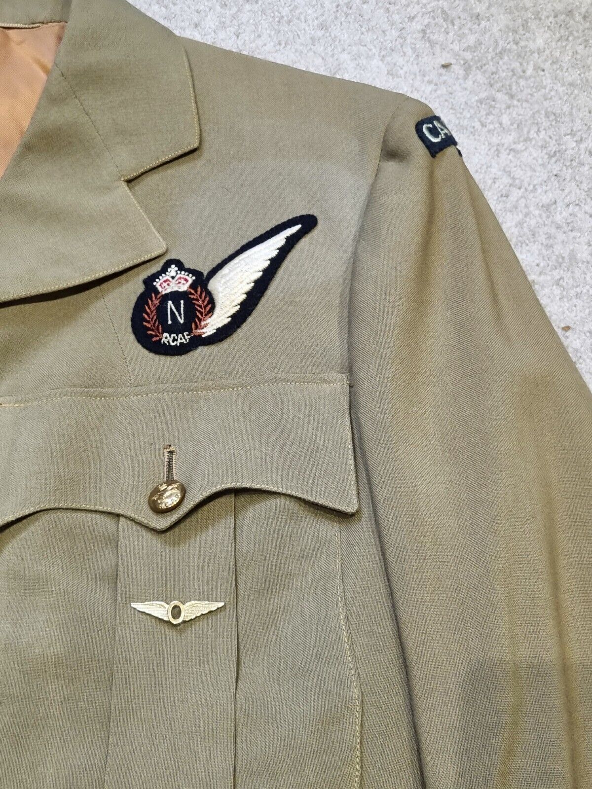 SOLD! WW2 RCAF Navigator's Summer Tunic, Named With Operations Mission Badge