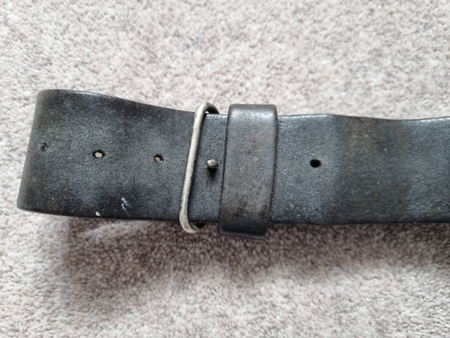 Victorian British Army Leather Belt with White Metal Buckle