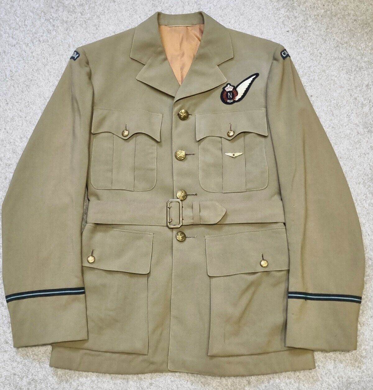 SOLD! WW2 RCAF Navigator's Summer Tunic, Named With Operations Mission Badge