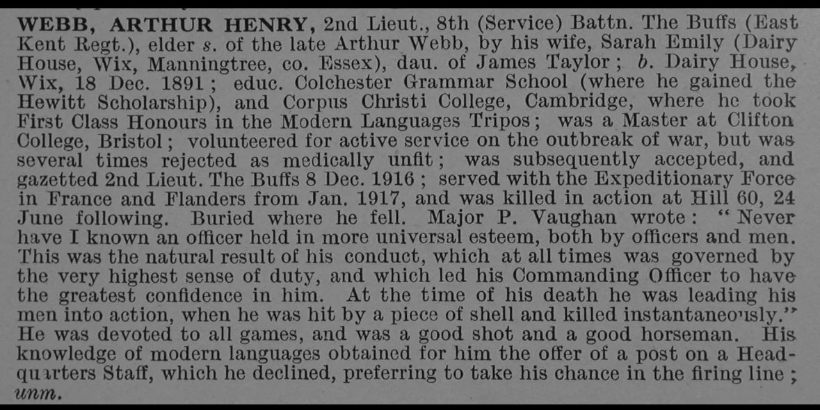 Unique WW1 Uniform Collection to KIA 2nd Lieutenant Arthur Henry Webb 8th Battalion, Royal East Kent Regiment (The Buffs)