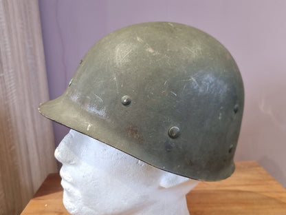 SOLD! WW2 US Army M1 Helmet, Fixed Bail, Front Seam & Firestone Liner Set