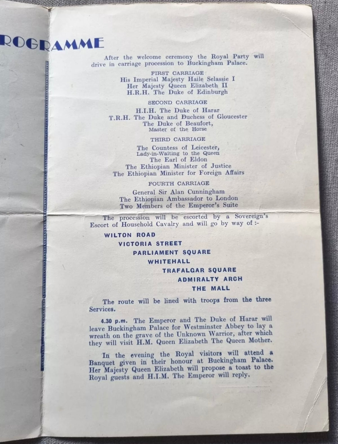 1954 Souvenir Programme for State Visit of Haile Selassie to United Kingdom, RARE