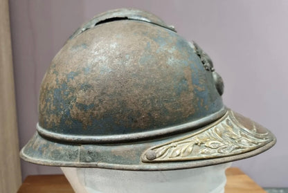 SOLD! WW1 French Infantry M15 Adrian Helmet with Veterans Plaque