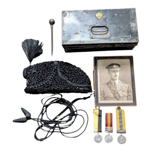 SOLD! Rare Rifle Brigade Sudan/Boer War Medals Set & Astrakhan Busby to Lt Harman DSO