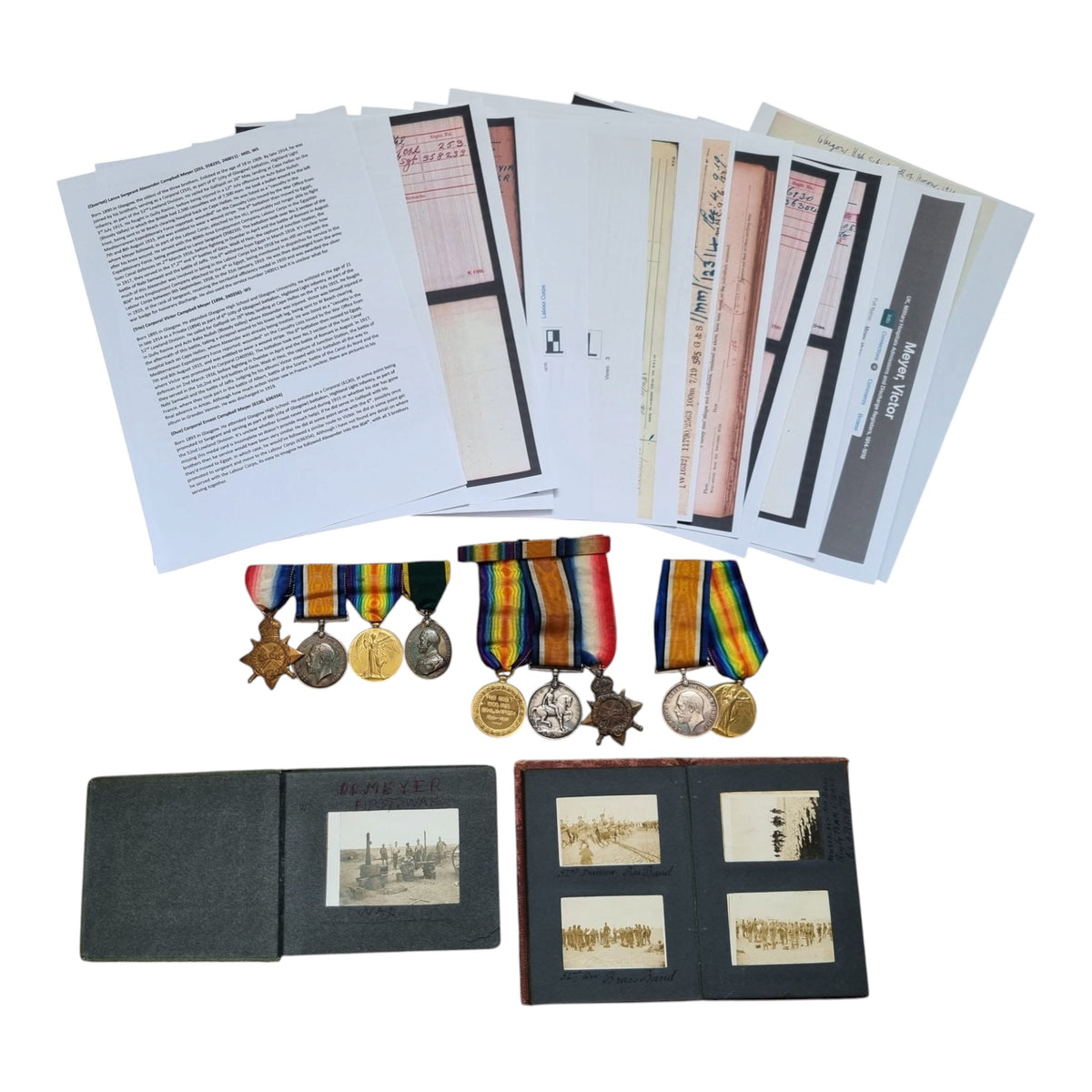 SOLD! WW1 British Medal and Photo Album Family Set, 1/6th (City of Glasgow) Highland Light Infantry. Three Brothers, WIA, Gallipoli and Egypt/Palestine Campaign Interest!