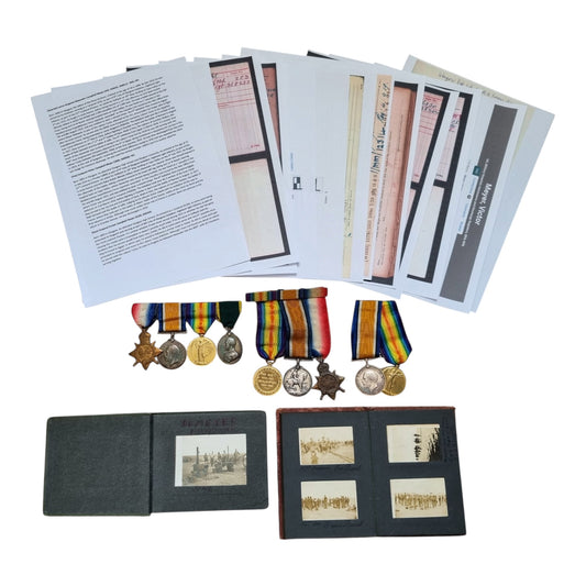 SOLD! WW1 British Medal and Photo Album Family Set, 1/6th (City of Glasgow) Highland Light Infantry. Three Brothers, WIA, Gallipoli and Egypt/Palestine Campaign Interest!