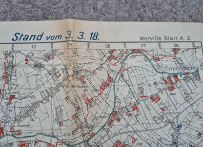 SOLD! WW1 German 6th Army Trench Map - Merville Area 3rd March 1918