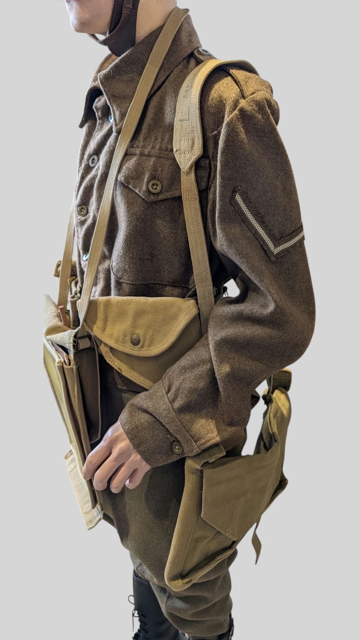 WW2 British Army Dispatch Rider Uniform Webbing Equipment Helmet Set