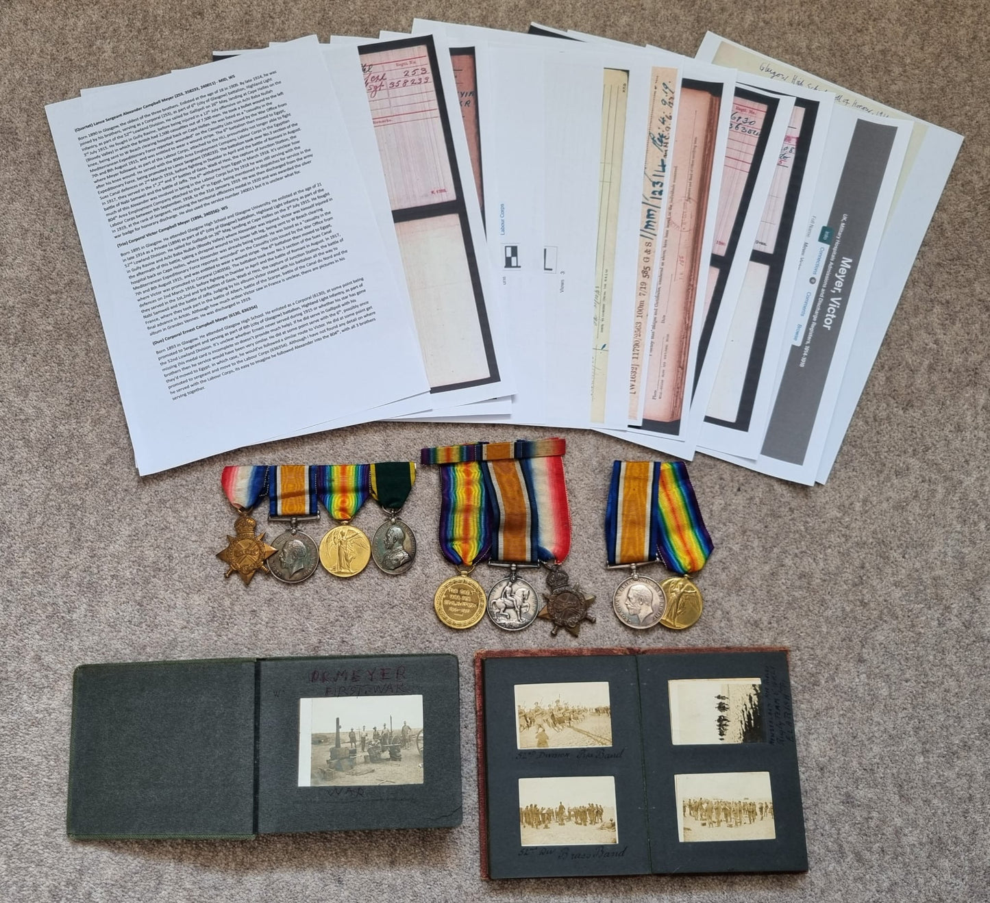 SOLD! WW1 British Medal and Photo Album Family Set, 1/6th (City of Glasgow) Highland Light Infantry. Three Brothers, WIA, Gallipoli and Egypt/Palestine Campaign Interest!