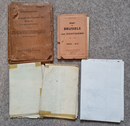 WW2 German M35 Map Case and Maps, Operation Sealion and Belgium Interest