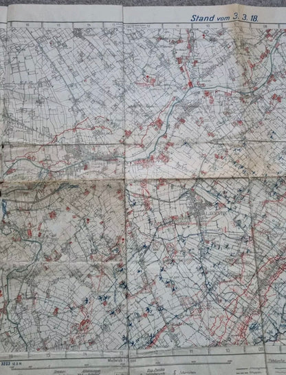 SOLD! WW1 German 6th Army Trench Map - Merville Area 3rd March 1918