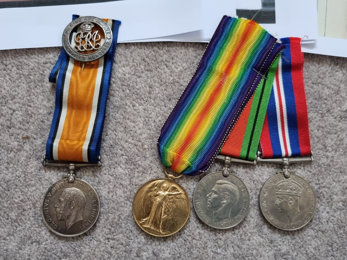 SOLD! WW1 and WW2 Medal and Wound Badge set for Private Ernest Edward A'Court, Gloucestershire Regiment