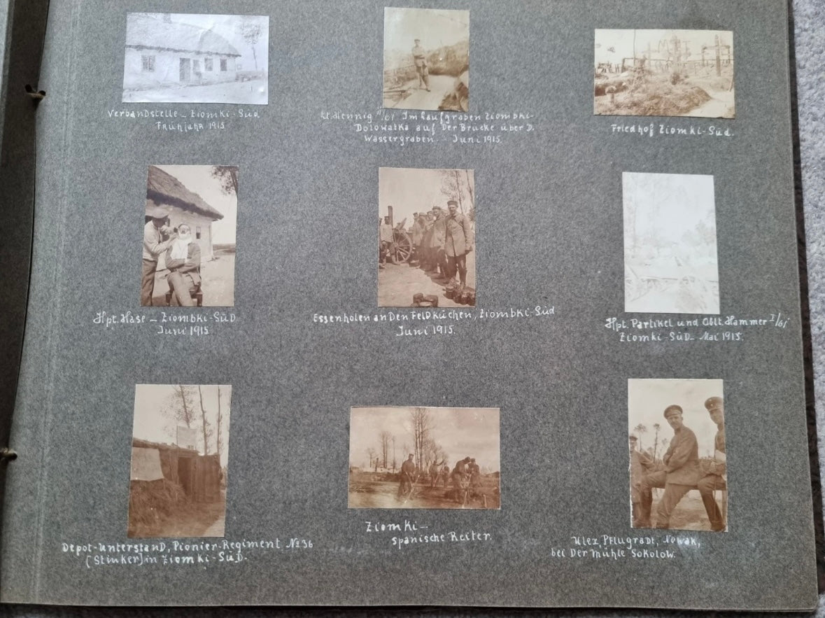 SOLD! Rare WW1 1915 German Eastern Front Photo Album 146 Photos + Ausweis