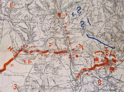 Fascinating WW2 German Blitzkrieg Planning Map, of WW1 Ardennes Positions, Produced January 1939