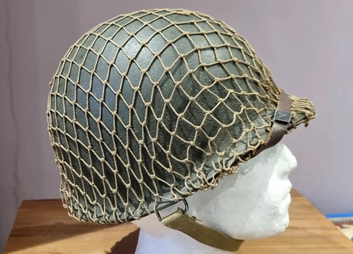 SOLD! WW2 US Army M1 Helmet, Swivel Bail, Rear Seam with Westinghouse Liner and Net