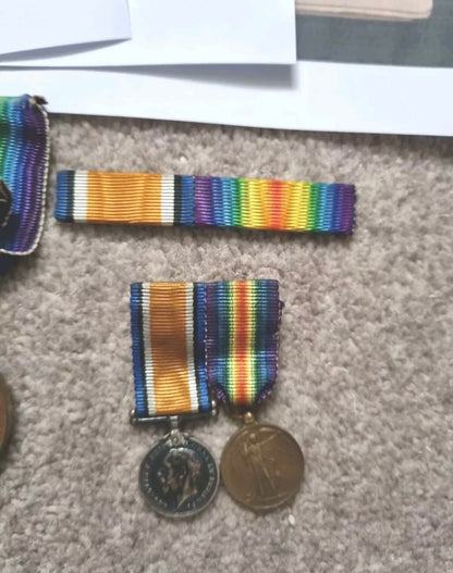 SOLD! WW1 British Medal Duo and Miniatures to Corporal Mechanic James William Finch- RNAS/RAF