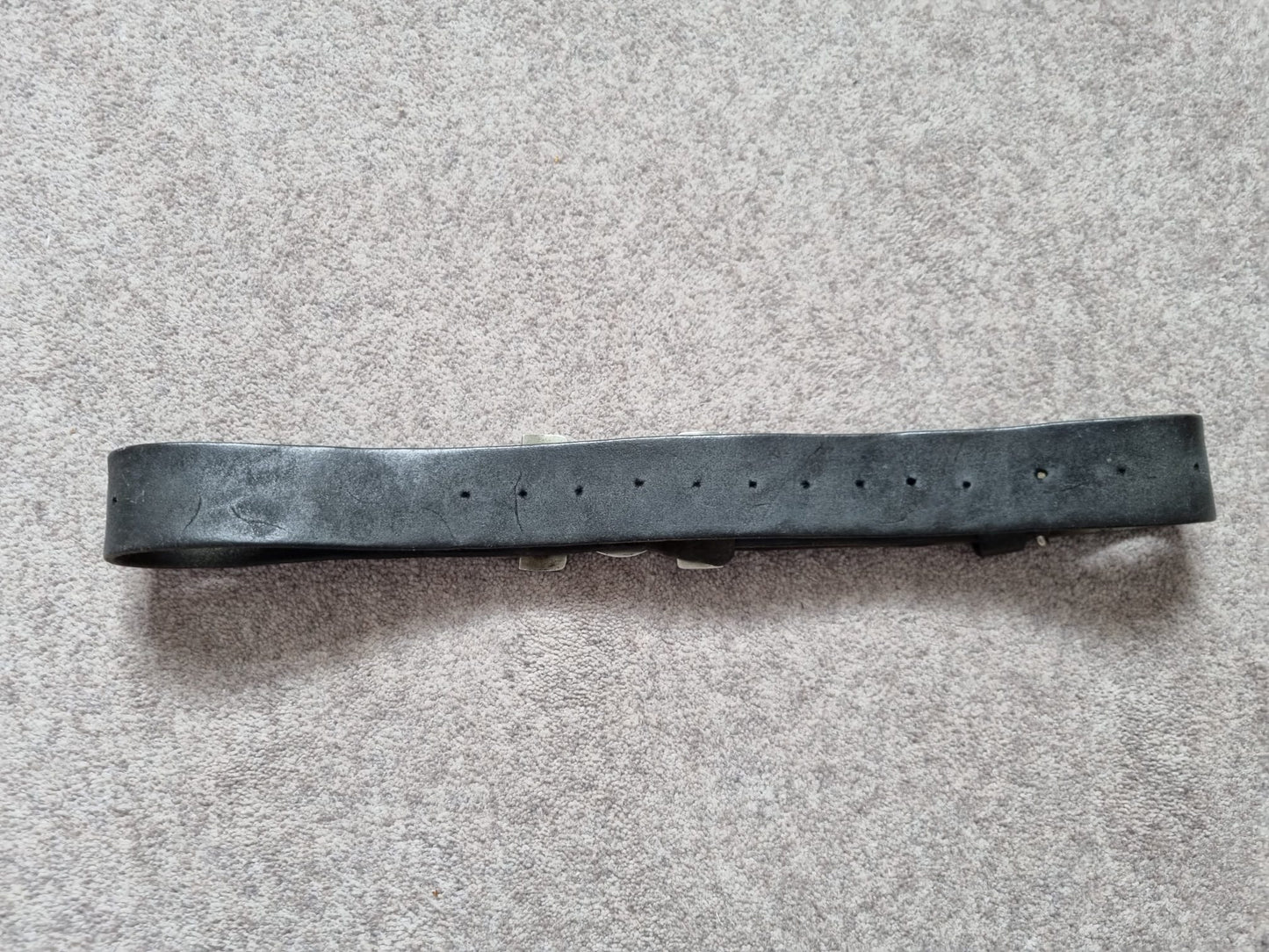 Victorian British Army Leather Belt with White Metal Buckle