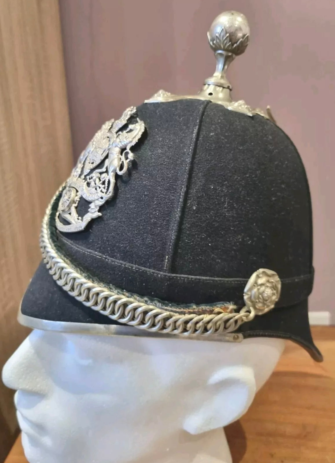 SOLD! Victorian Officer’s Home Service Helmet for the 1st Northumberland Artillery Volunteers, with Tin