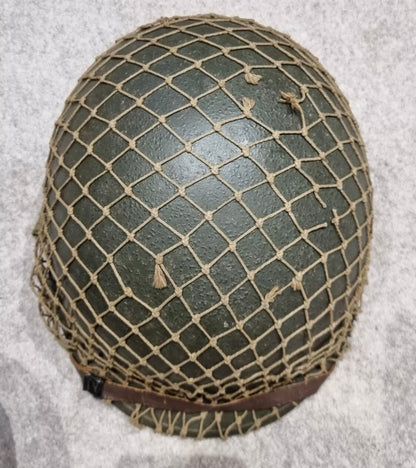 SOLD! WW2 US Army M1 Helmet, Swivel Bail, Rear Seam with Westinghouse Liner and Net