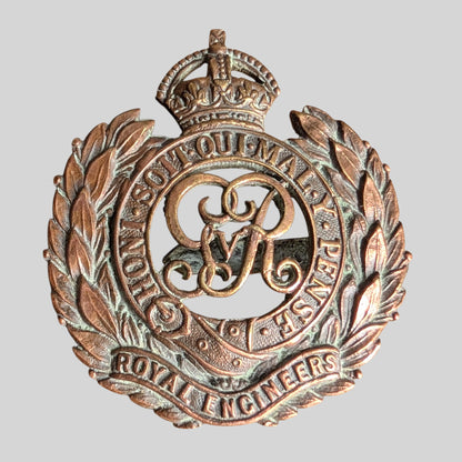 WW1 George V Royal Engineers Officer's Bronze Cap Badge
