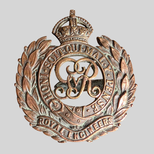 WW1 George V Royal Engineers Officer's Bronze Cap Badge