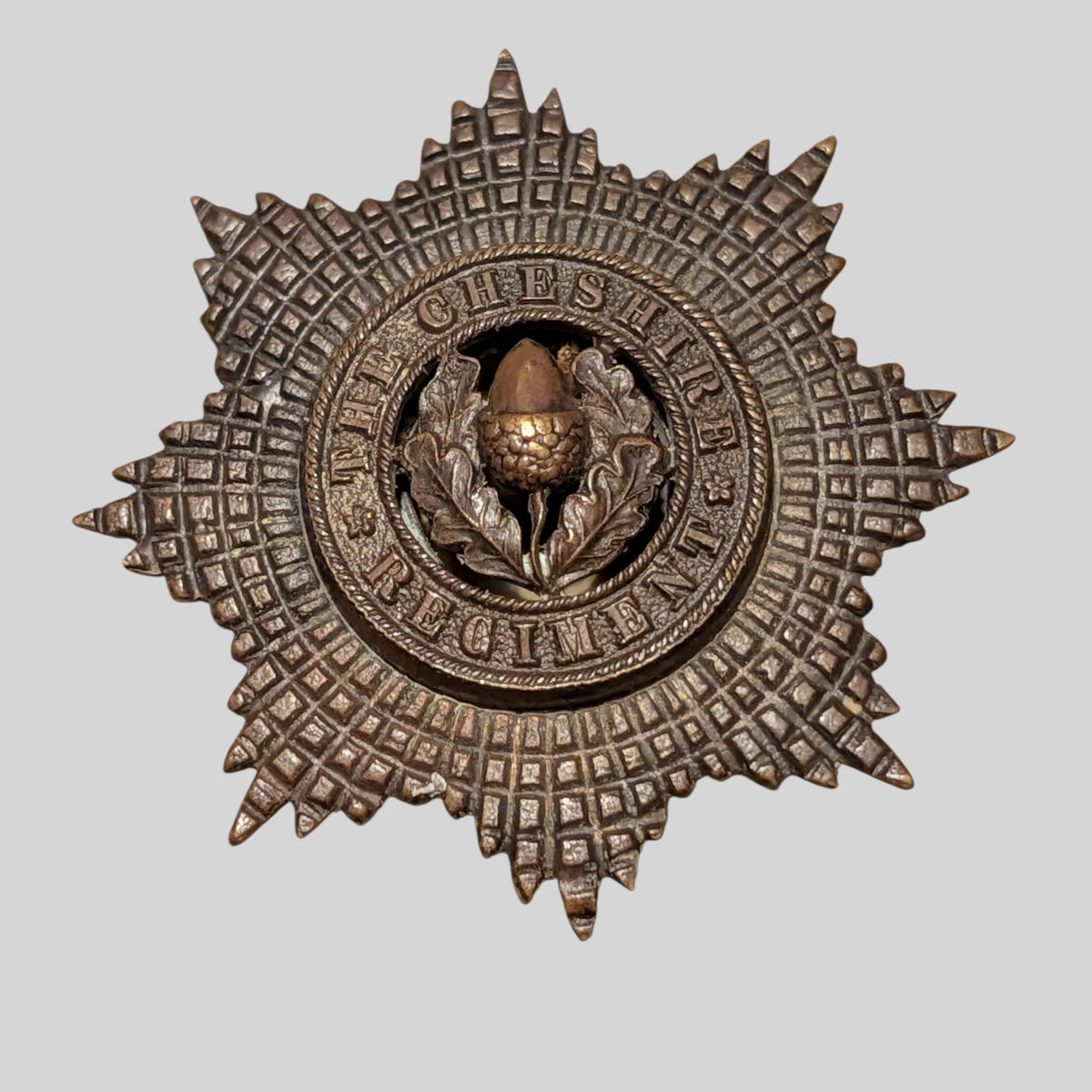 Cheshire Regiment Officer's Bronze Cap Badge Post 1922