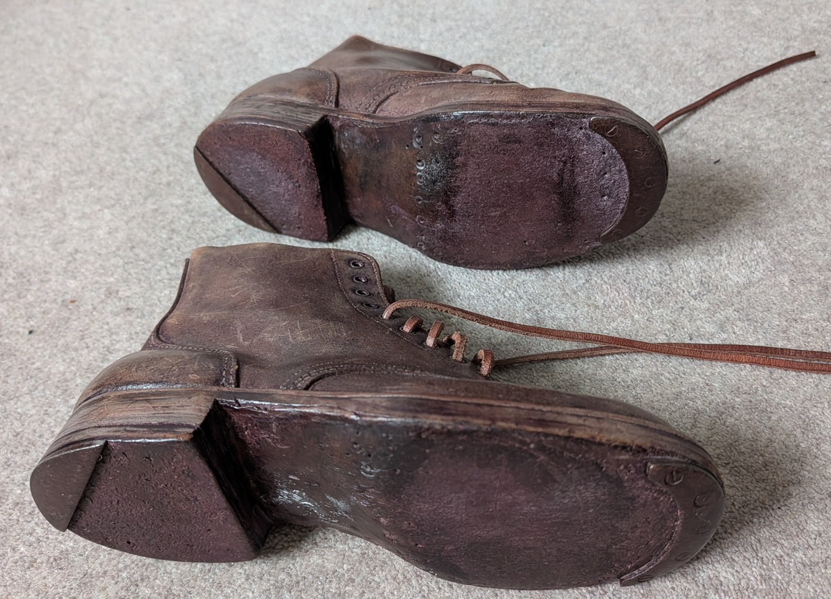 WW1 FRENCH ARMY M1912/16 BROWN ANKLE BOOTS Pair - Brodequins