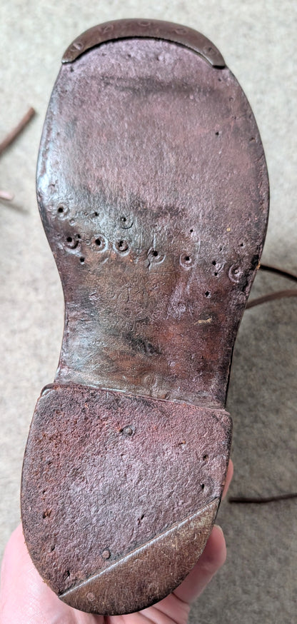 WW1 FRENCH ARMY M1912/16 BROWN ANKLE BOOTS Pair - Brodequins