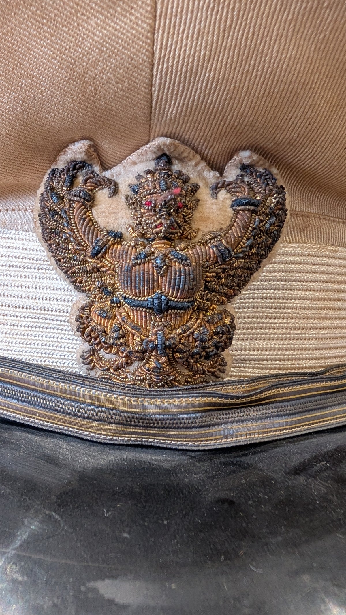 Original 1930s-40s Siamese (Thai) Senior Government Official Light Tan Visor Cap