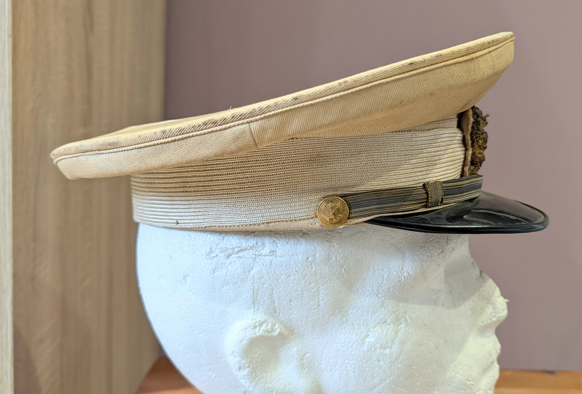Original 1930s-40s Siamese (Thai) Senior Government Official Light Tan Visor Cap